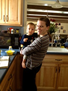 My sister and nephew getting ready to bake some spritz!