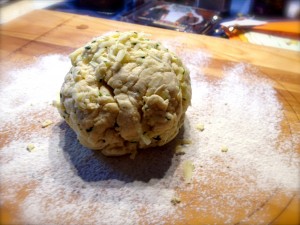 Kneaded dough, ready to be made into biscuits.